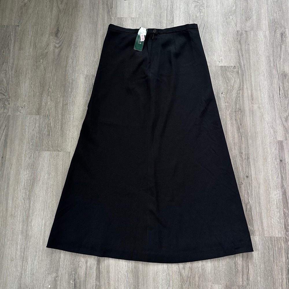 Lauren Ralph Lauren Maxi Skirt Womens 16 Black NWT A-Line Triacetate Blend